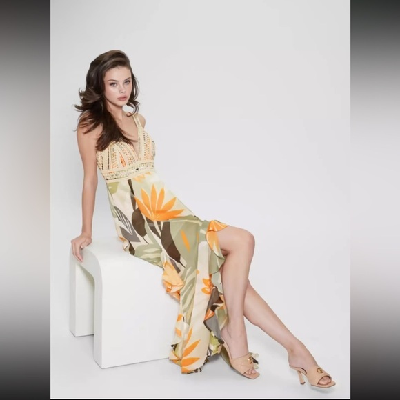 Guess Women Multi Foliage Form Print Eco Serena Dress NWT 228.00 - Picture 1 of 8